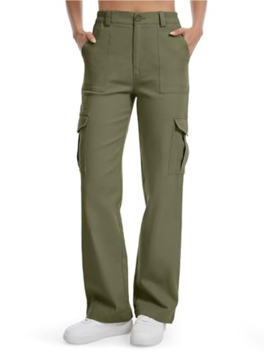 SEVEGO Tall Women's Cargo Pants Straight Leg Relaxed Cotton Twill 6 Pockets